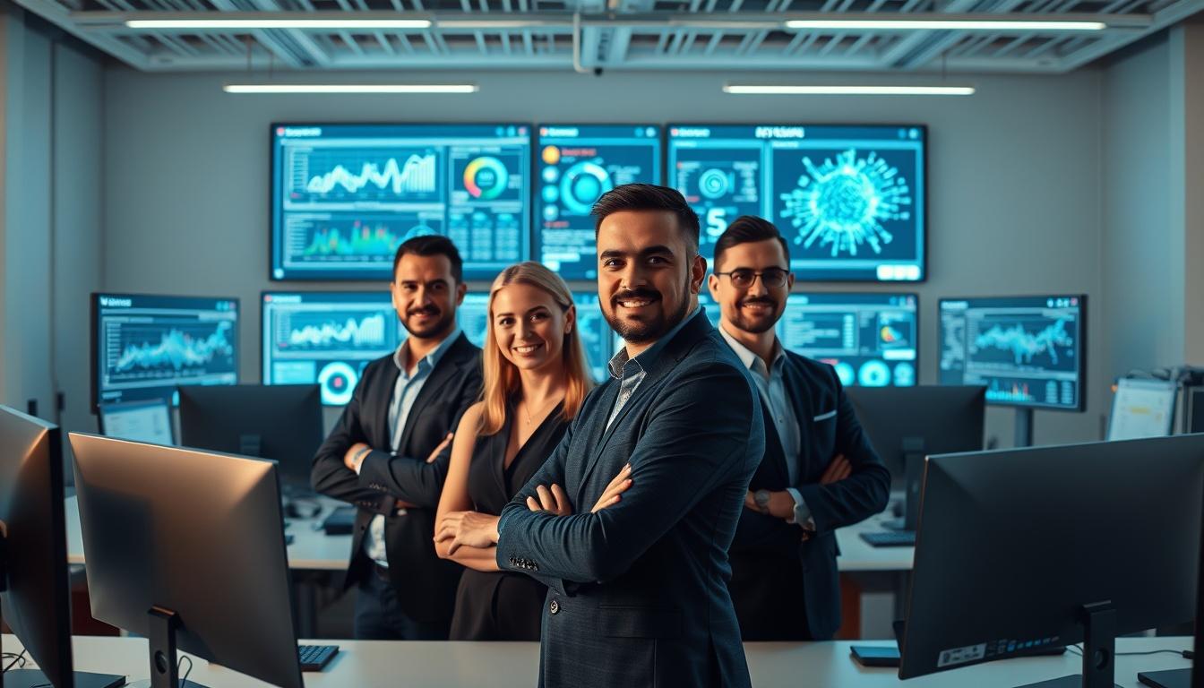 AI software company team and business technology strategy